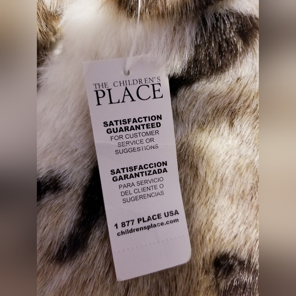 The Childrens Place Spotted Faux Fur Cropped Vest Girl Jacket Sz 24 M Brown. NWT - Picture 9 of 9